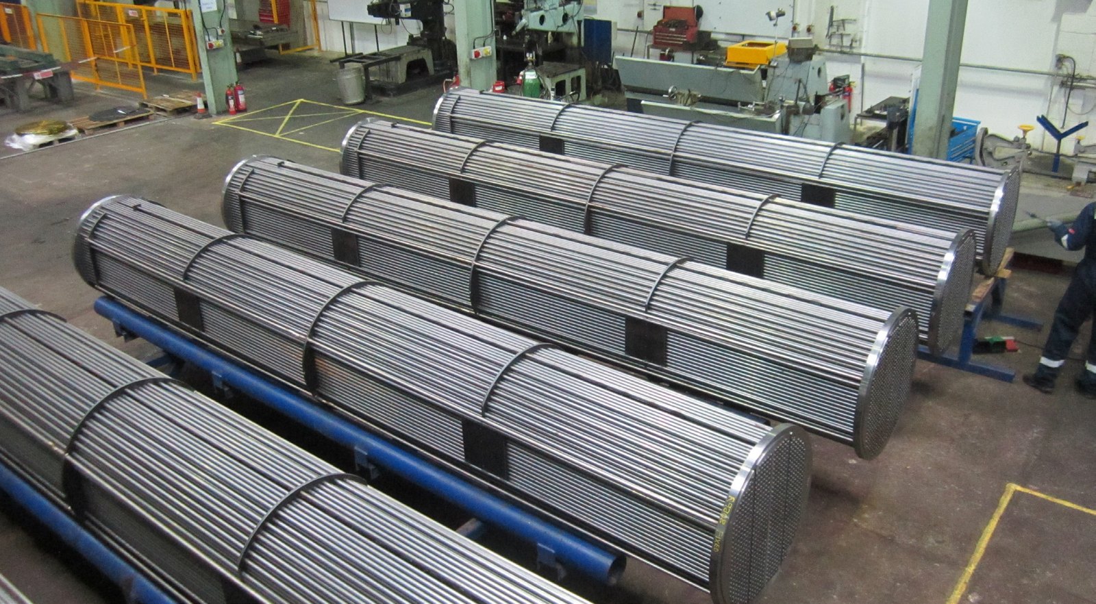 Manufactured heat exchanger bundles in a workshop environment